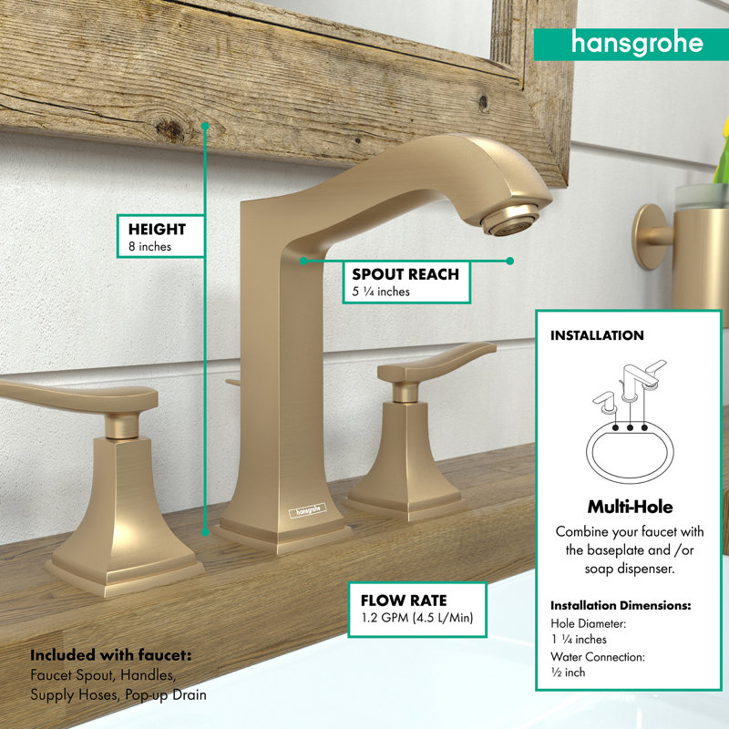 Metropol Classic Widespread Bathroom Faucet, Brushed Bronze