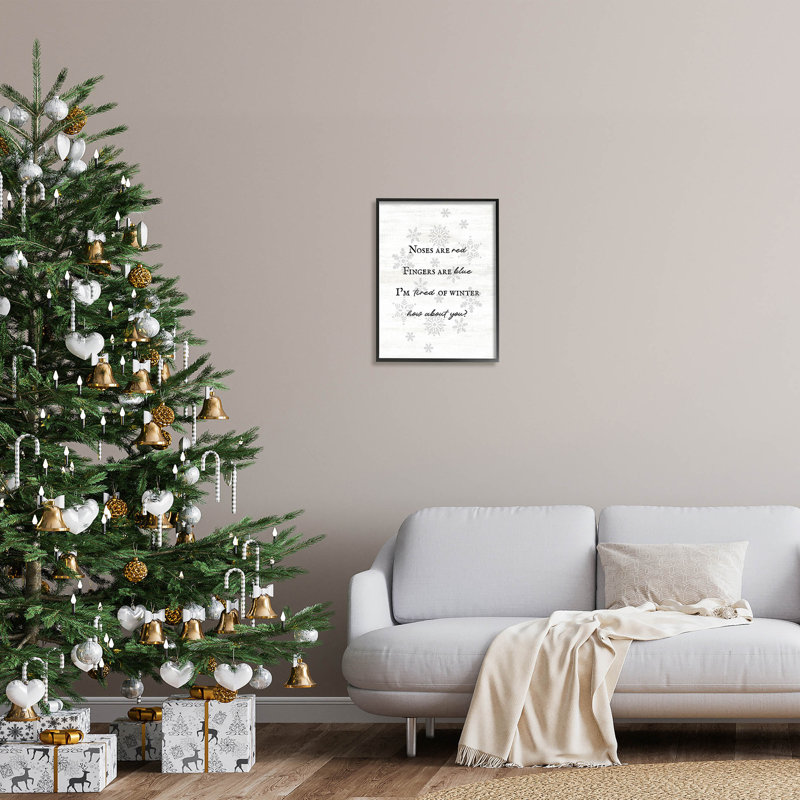 Fatigué de l'hiver amusant at-266, H 20 po x l 16 po x P 1,5 po, Giclée encadrée noir minuit