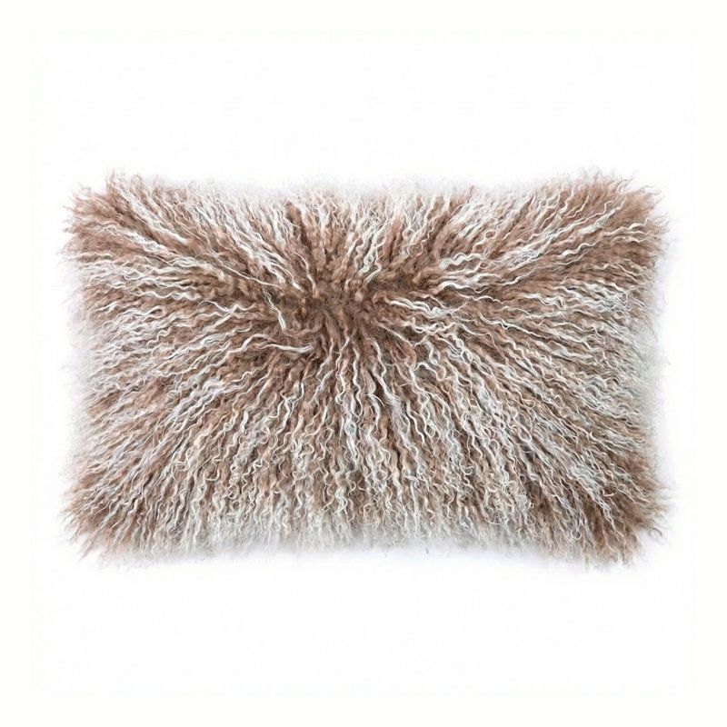 Tibetan Lamb Sheepskin Pillow by Outpost Original, 22" x 12", Taupe Tip