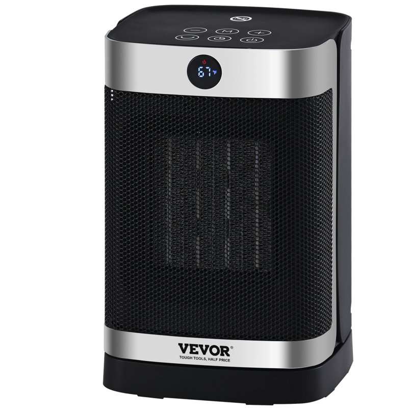 Blue Electric Ceramic Space Heater with Thermostat and Automatic Shut-off