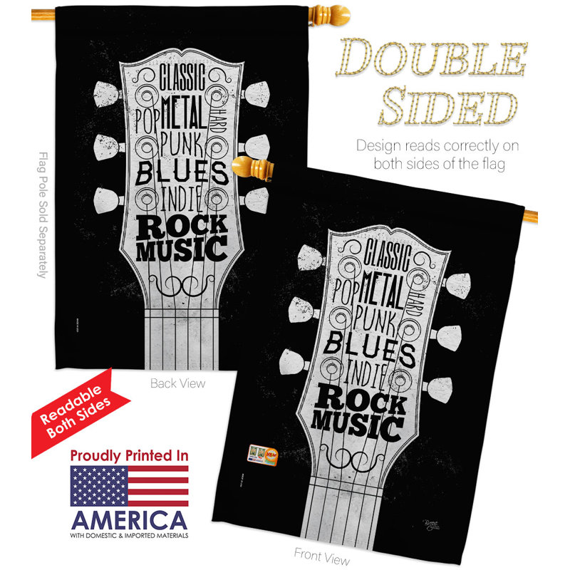 Drapeau de maison 40 po x 28 po Rock Music