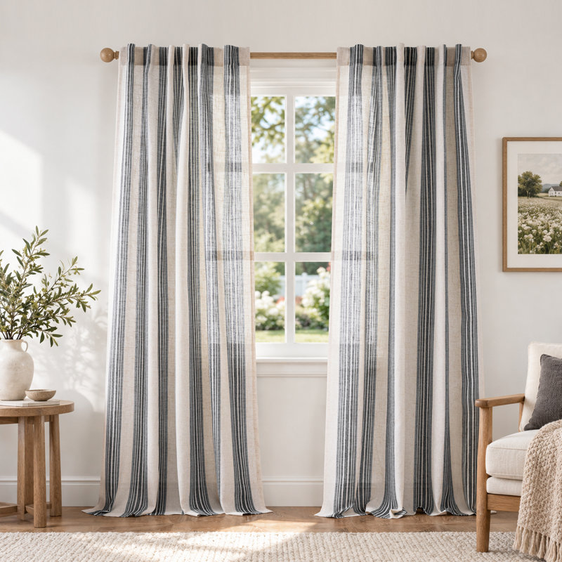 Rideaux semi-transparents avec passe-tringle Chris, Noir, noir, noir, noir, L 52 po x L 84 po