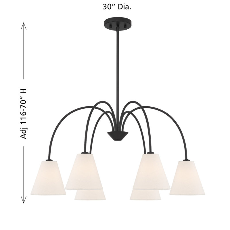 Lustre 6 lumières Orestis, Noir mat