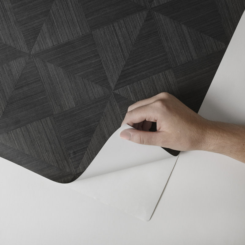 Geometric Vinyl Peel & Stick Wallpaper Roll, Charcoal