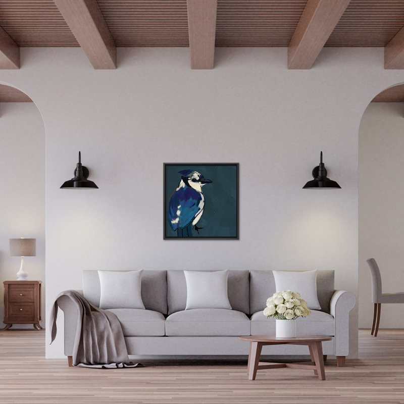 Nature Inspired Azure Aviary, 16" H x 16" W, Black, Floated Framed Canvas