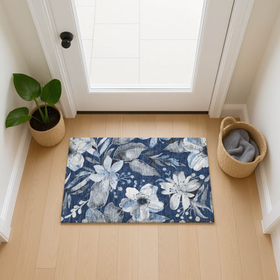 Machine Washable Indoor/Outdoor Millner ACN2260 Floral Rug