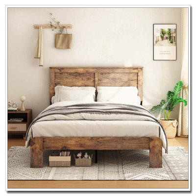 Structure de lit plateforme en bois, sans bruit, sans sommier