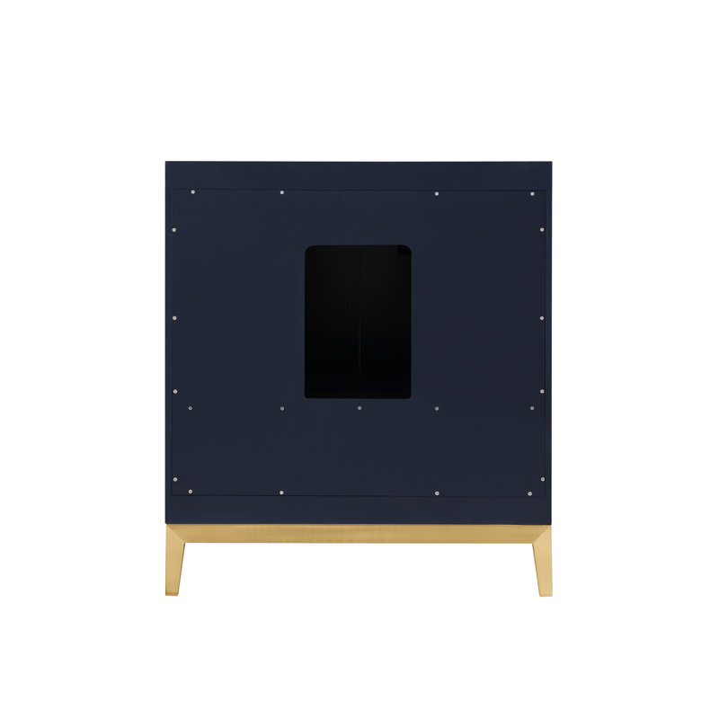 Gracie 30'' W Single Vanity, Pacific Blue, Satin Brass, White Quartz