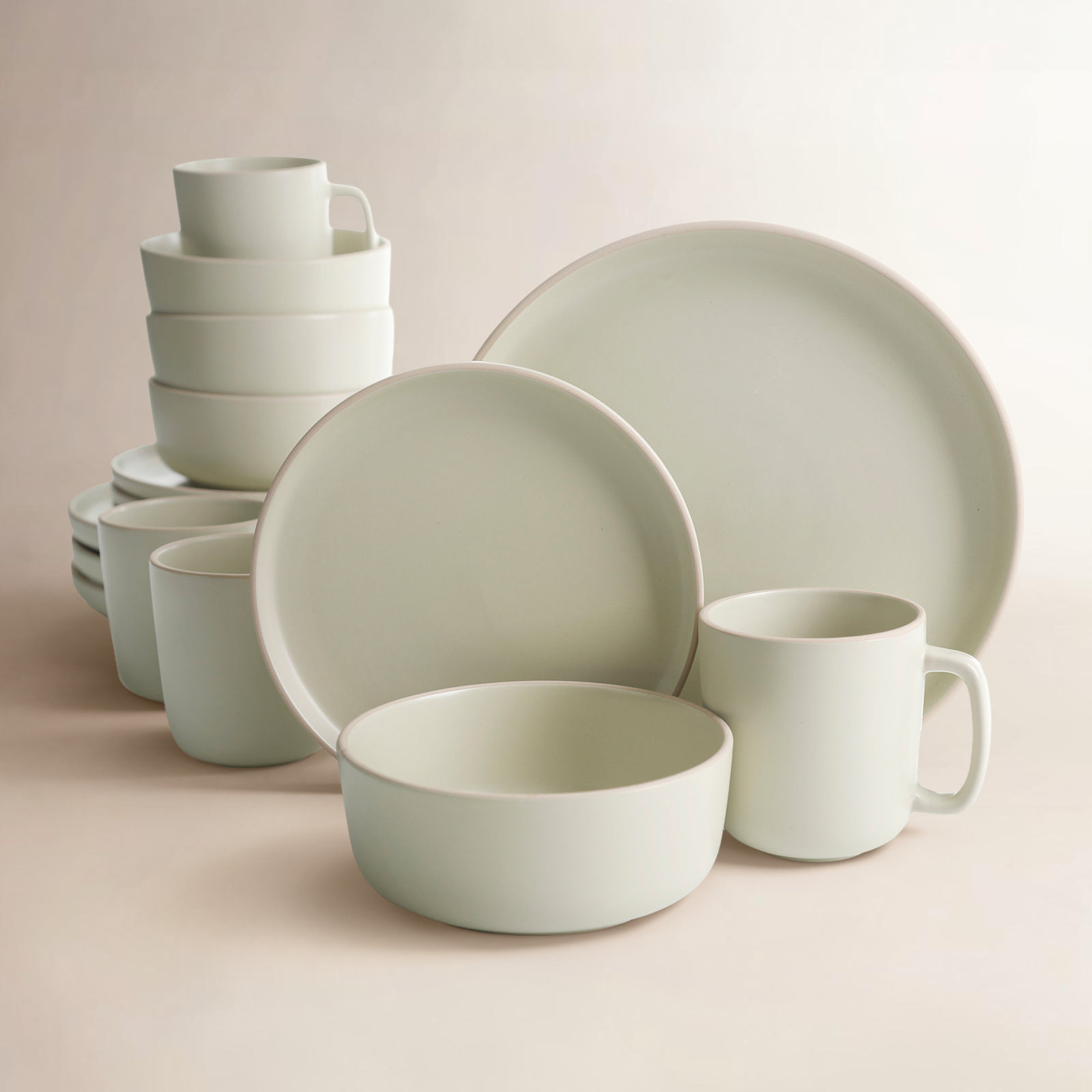 Zuma 16 Piece Dinnerware Set, Service for 4, Pistachio