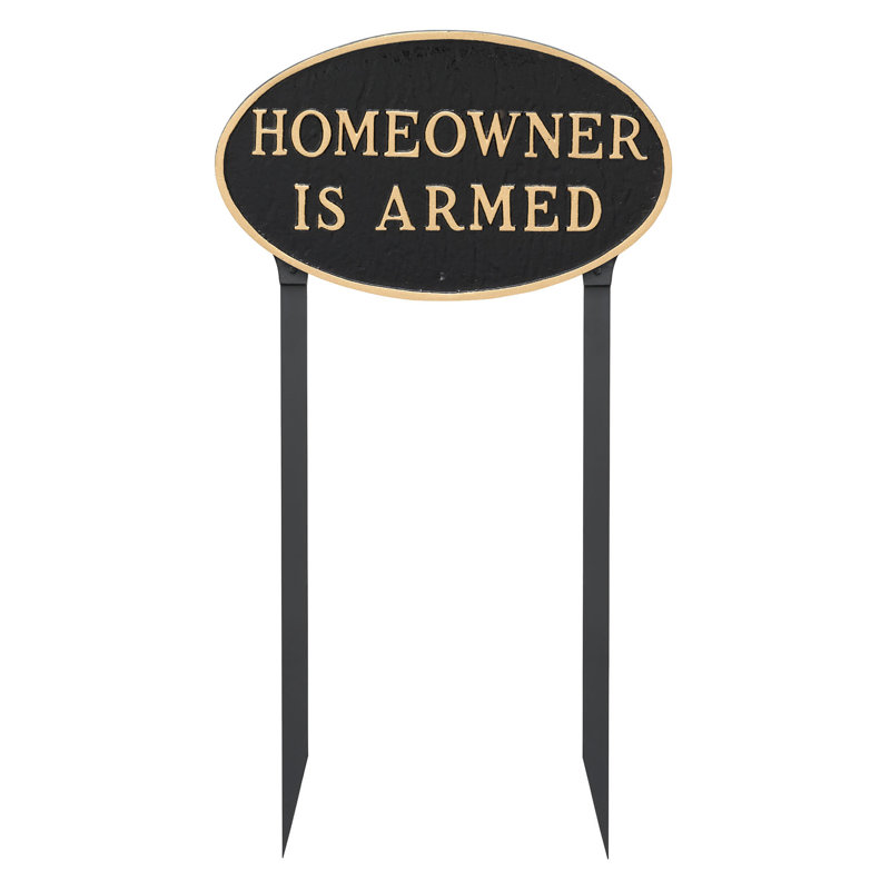 Weather Resistant Metal Garden Sign, Black/Gold