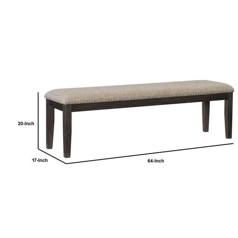 Vanbuskirk Grayish-Brown Linen Upholstered Dining Bench