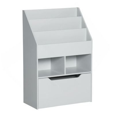 Bibliothèque à étagères multiples avec tiroir de rangement pour livres pour chambre à coucher ou salle de jeux, gris