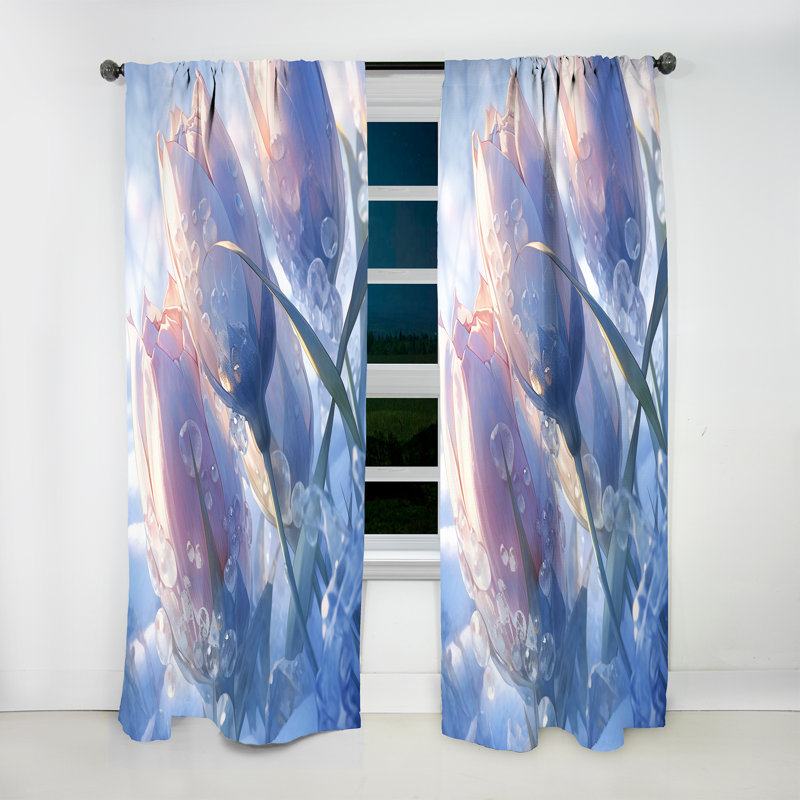 Duntae - Tulipe bleue Elegance I - Rideau traditionnel en velours - obscurcissant - 1 panneau, L 52 po x L 84 po