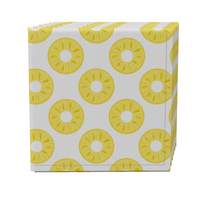 Square Geometric Cotton Twill Dining Linen Set - Set of 4