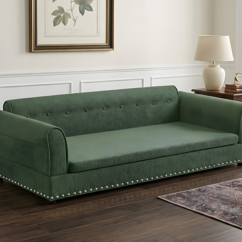 Lit rectangulaire surdimensionné confortable pour animaux de compagnie, Vert olive