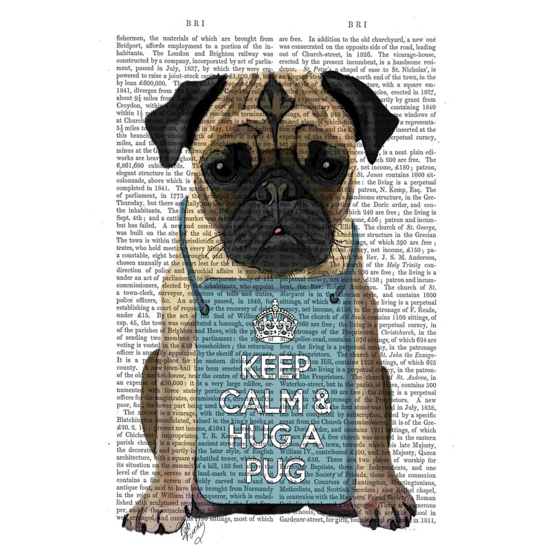 " Hug A Pug " Painting Print, 18" H x 12" W  