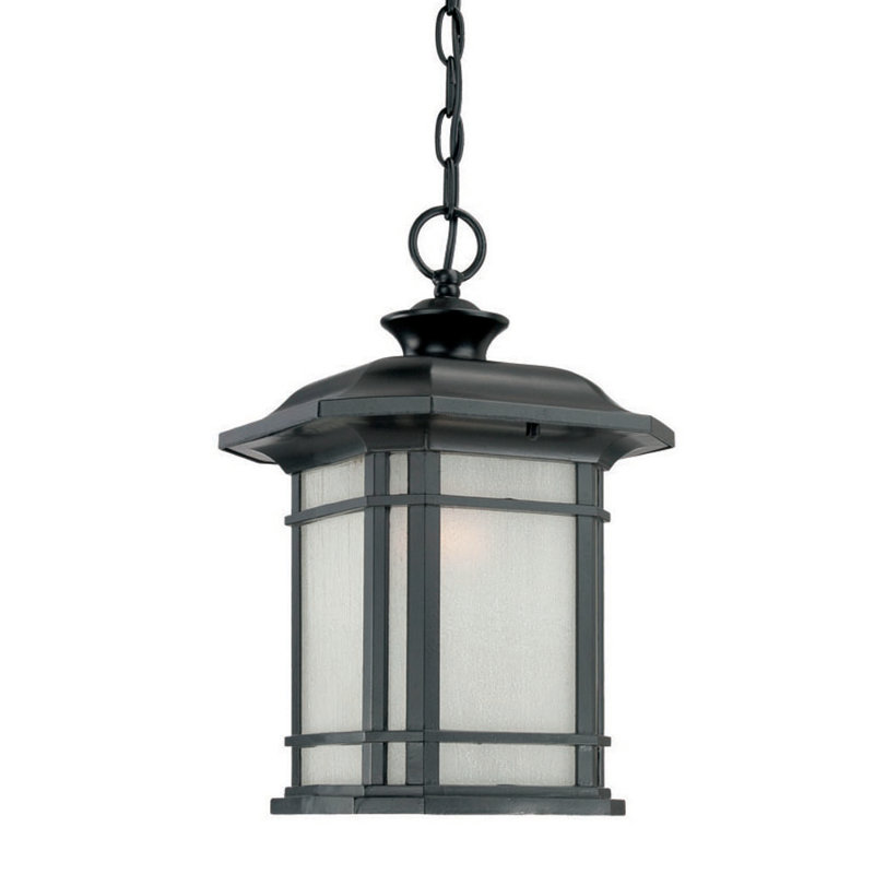 Lanterne suspendue d’extérieur 1 ampoule Broadmoor, Noir mat, H 15 po x l 9,25 po
