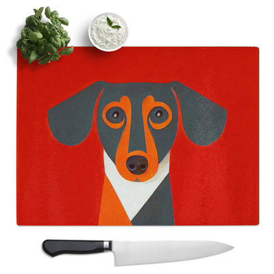 Dachshund Unique Art  Glass Chopping Board