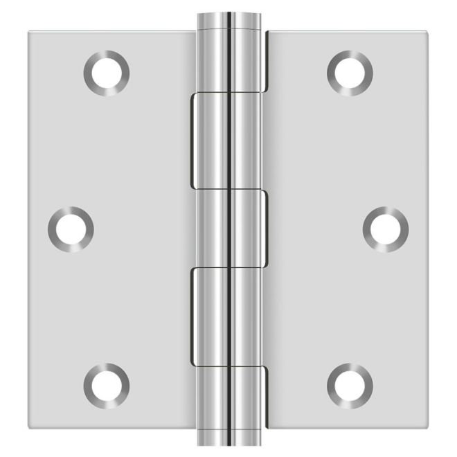 Deltana SS35U32 3-1/2" x 3-1/2" Square Hinge Polished Stainless Steel Pair, Polished Chrome