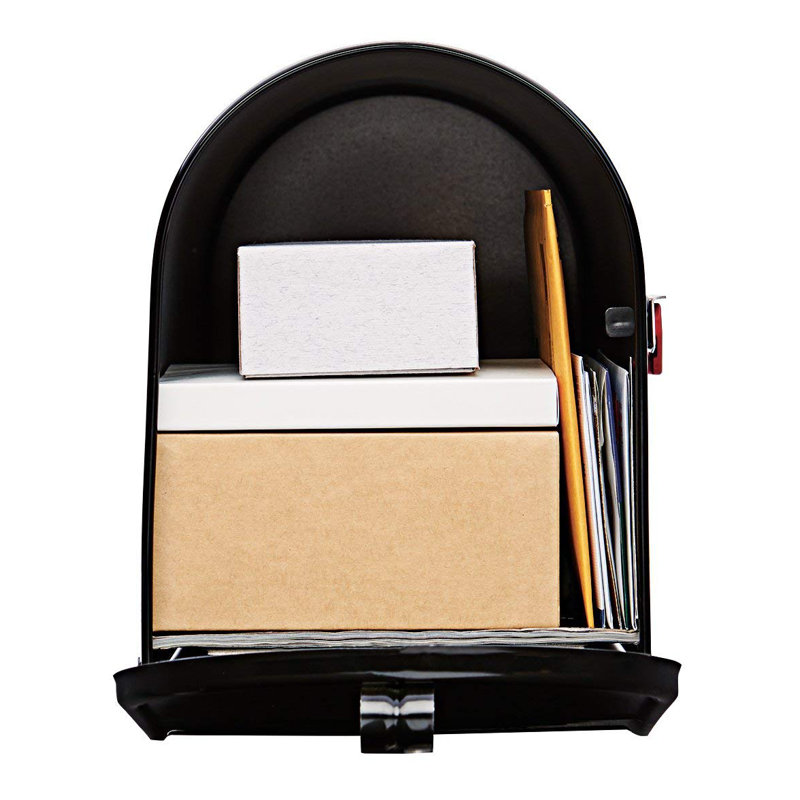 Elite Large Black Steel Post Mounted Mailbox
