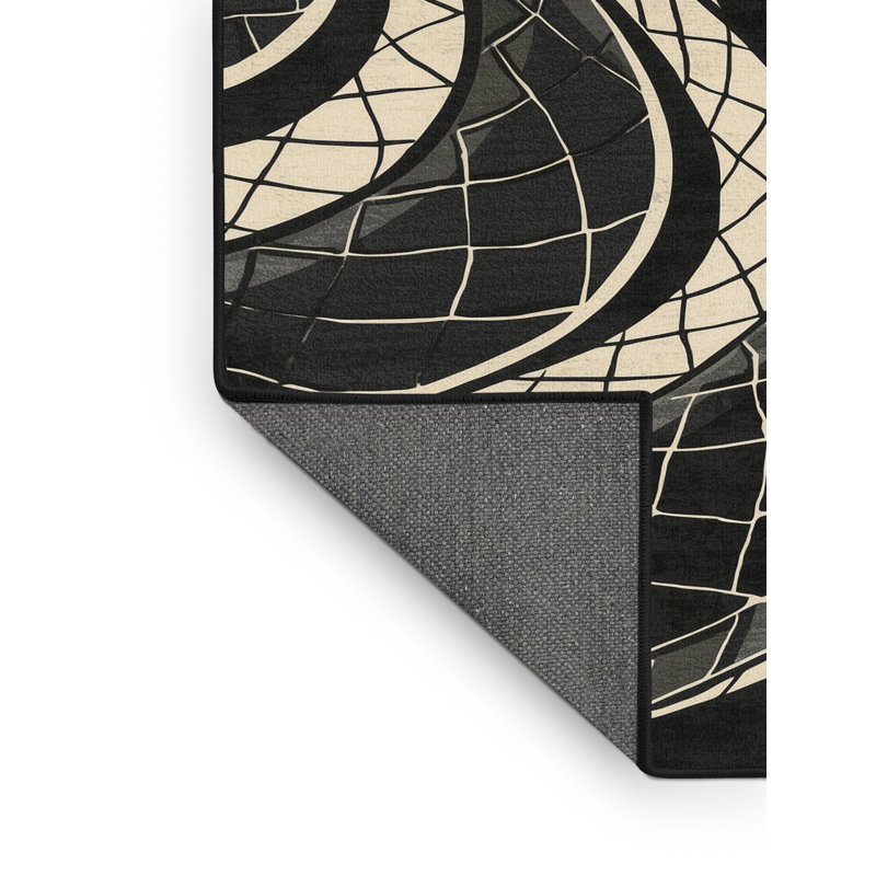 Soft Plush Aidyn Basilisk Sleek & Chic Modern Geometric Area Rug in Brown – Black Binding, 2x5