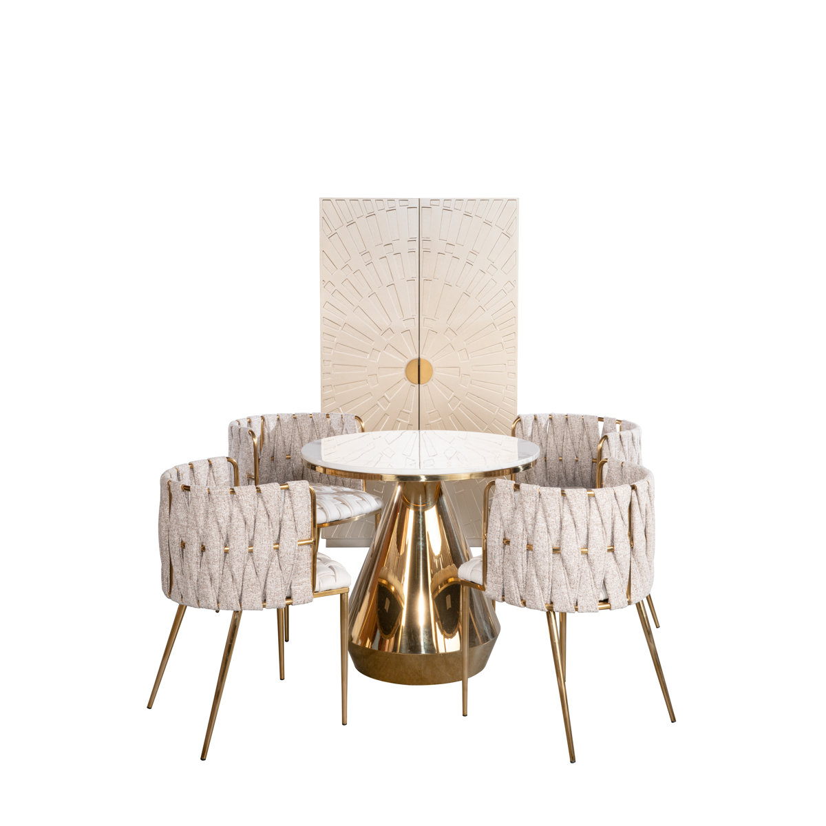 Mercer41 Izzabella 5-Piece Dining Set – Round Marble Bistro Table with ...