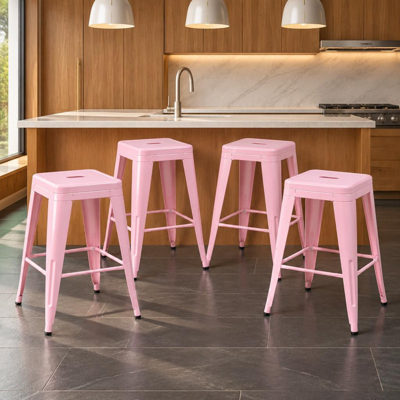 Ensemble de 4 tabourets de bar sans dossier à hauteur de comptoir de 24 pouces, 4 sièges imperméables et résistants à la rouille pour îlot de cuisine, bar et salle à manger