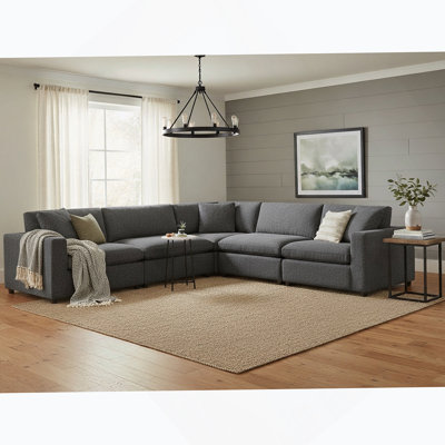 Canapé modulaire 5 pièces - gris anthracite, durable et confortable avec tissu moelleux et housses amovibles