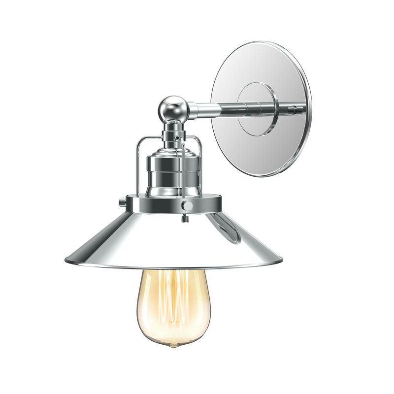 Modern Farmhouse 1 - Light Armed Sconce | Wall Mount 1-Light Metal Sconce, Chrome
