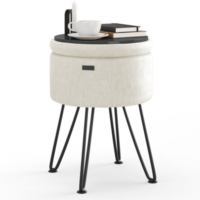 Modern Round Storage Ottoman Side Table