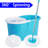 360° Rotating Head Easy Spin Dry Floor Mop Bucket + 2x Head Microfiber Head-59745572