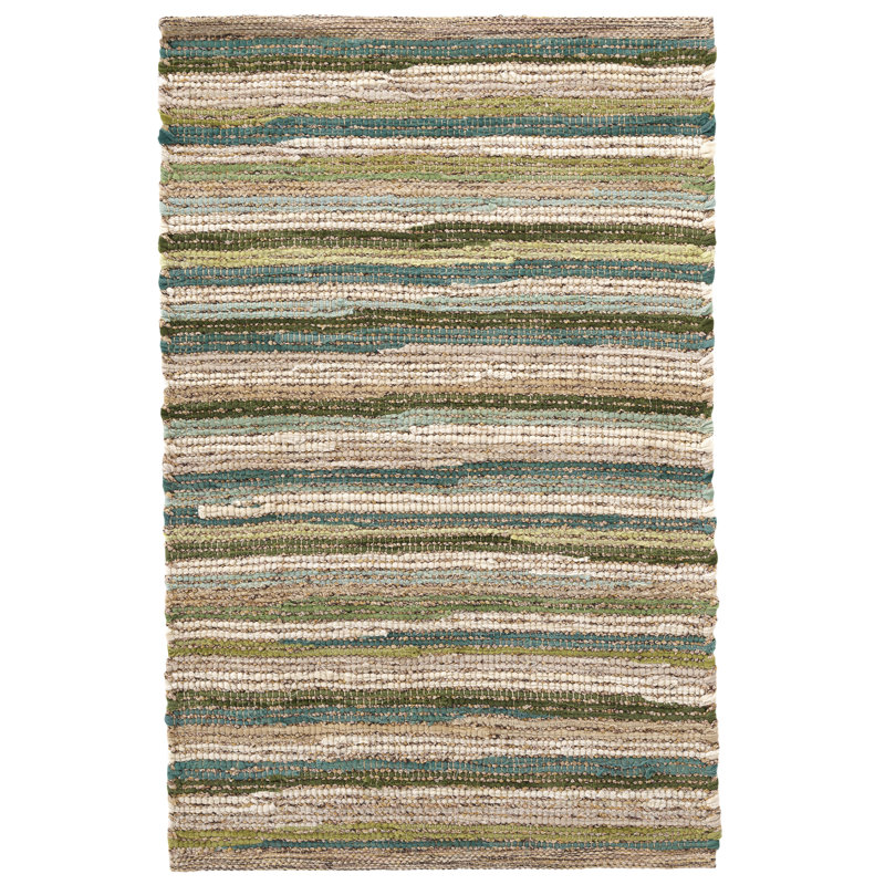 Francisco Green Handwoven Cotton Rug, Rectangle 2' x 3'