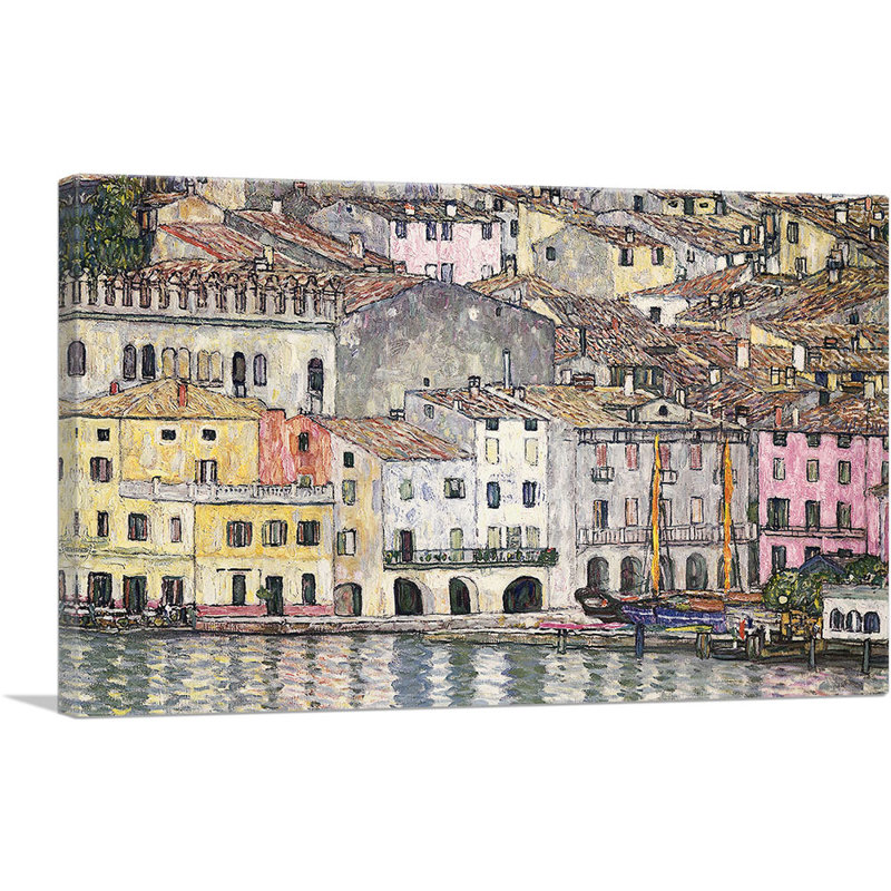«Malcesine on Lake Garda 1913» par Gustav Klimt, reproduction d'art sur toile tendue, H 12 po x l 18 po x 1,5 po