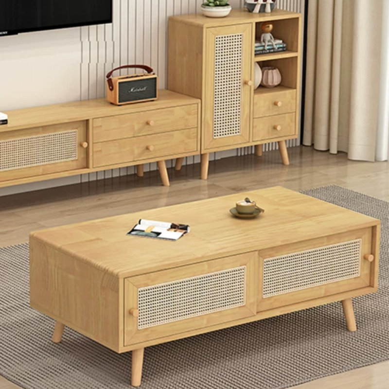 Heavy-Duty Coffee Table with Sliding Storag, 15.74" H x 47.24" L x 19.68" W