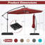 Parasol suspendu en porte-à-faux 10 pi avec 32 lumières DEL rouges-319366538