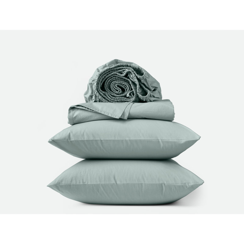 Ensemble de draps en percale raffinée biologique, Ensemble de draps pour très grand lit avec 2 taie, Rosée