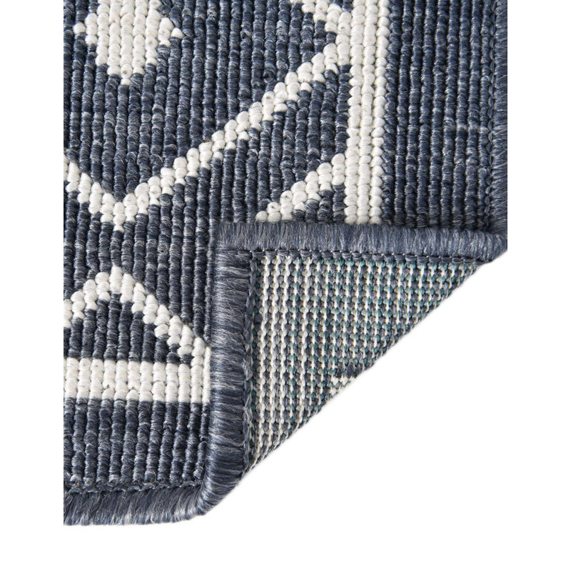 Tapis intérieur / extérieur à motif géométrique bleu marine, Rectangle 4 pi x 6 pi
