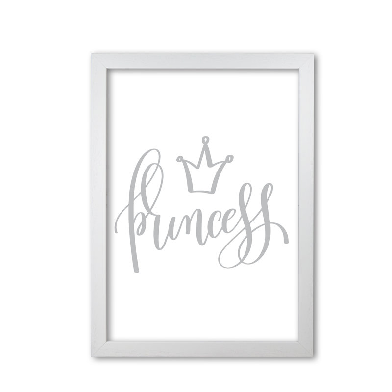Princess - Print, 85 cm H x 60 cm W x 5 cm D, Grey, White Grain Frame