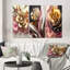 Liquide or et fleurs modernes roses IV - ensemble de 3 impressions sur toile tendue-1816759889