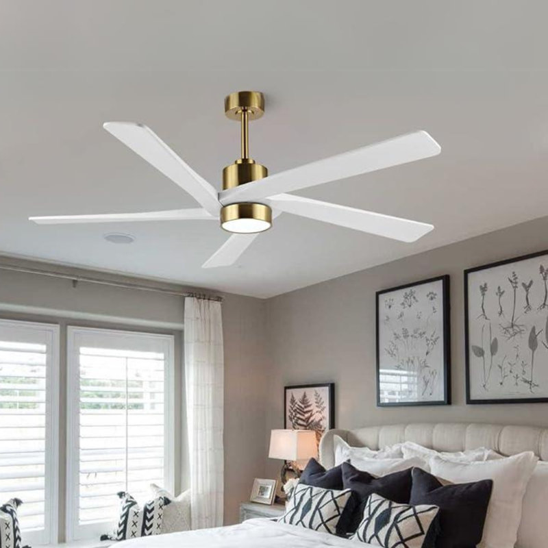 Ottenburg 64'' Ceiling Fan with LED Lights, Gold with White Blades