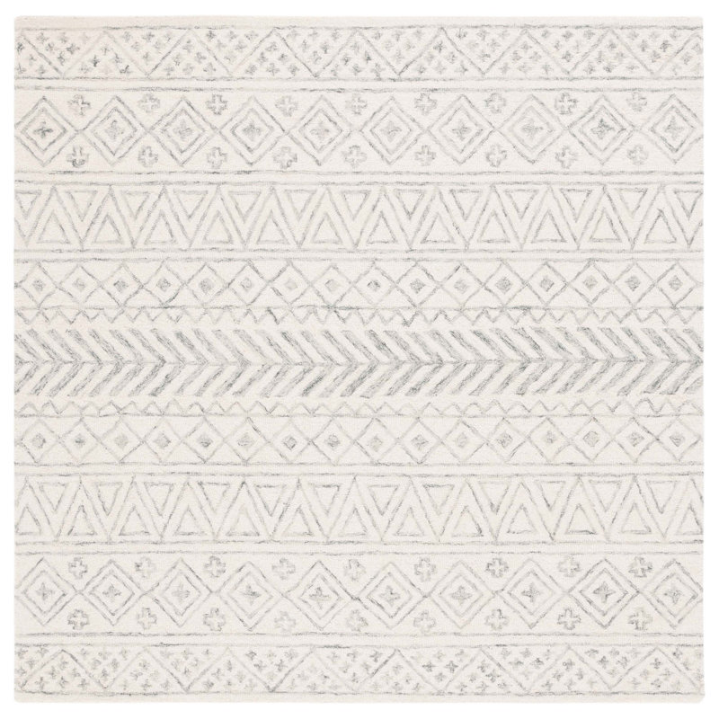 Metro Hand Tufted Wool/Cotton/Latex Rug in Gray, Square 6'