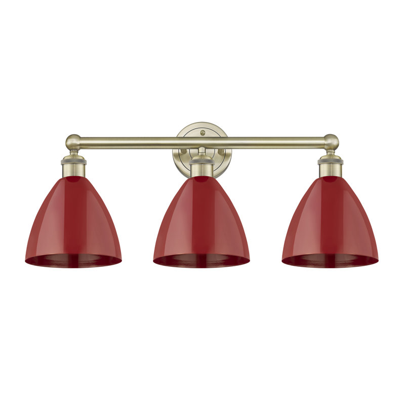 Anglie 3 - Light Dimmable Vanity Light, Red, Antique Brass
