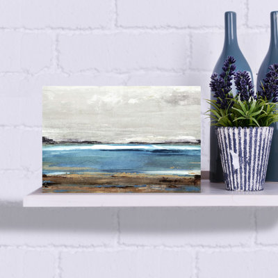 «Calm Horizon Over Blue Waters», art mural côtier abstrait