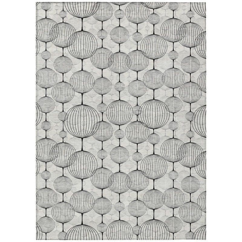 Tapis intérieur lavable à motif géométrique 8 pi x 10 pi gris