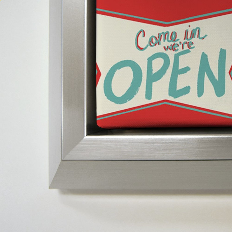 «Retro Open Sign» par Jen Bucheli - Impression sur toile, 24" H x 34" W, Silver