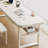 White solid wood study desk Double desk with Drawers-425000427
