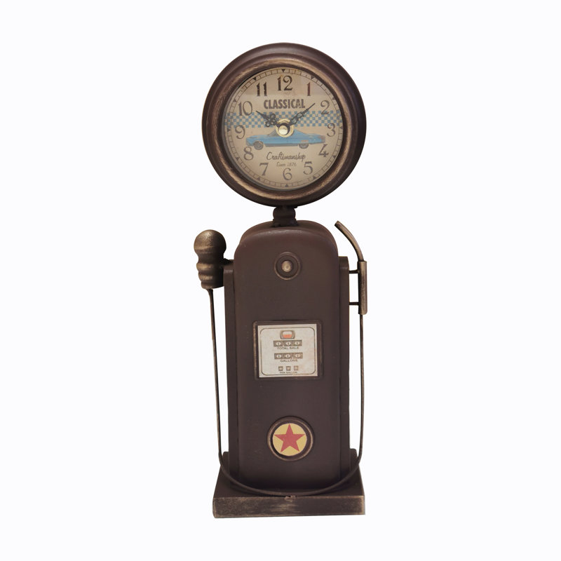 Analog Metal Quartz Movement / Crystal Tabletop Clock in Brown