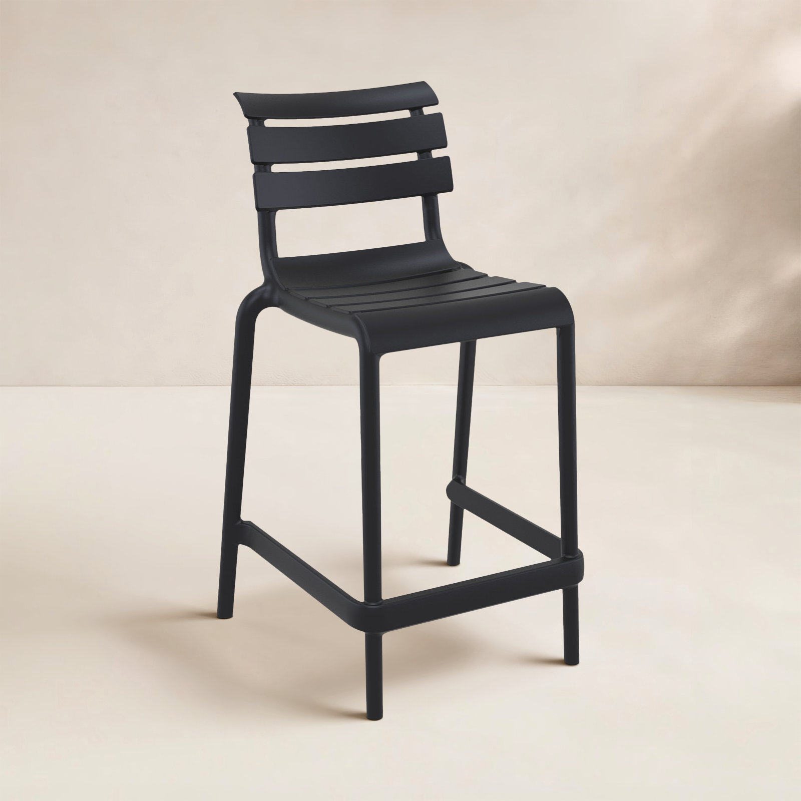 Ruta Patio Bar Stool, Black, 25.60"