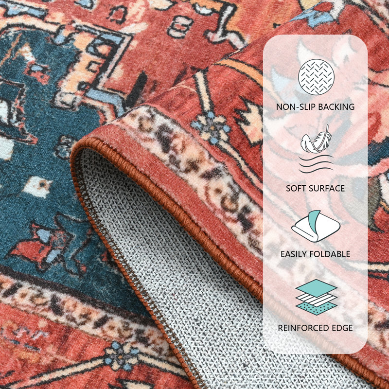 Fillender Washable Soft Vintage Rug Fashion Floral Rug For Living Room Dorm Decor, Rectangle 4' x 6'