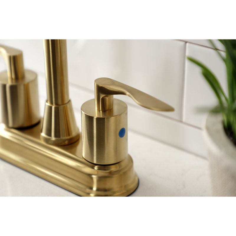 Kingston Brass Serena Two-Handle 2-Hole Deck Mount Bar Faucet, Brushed Brass